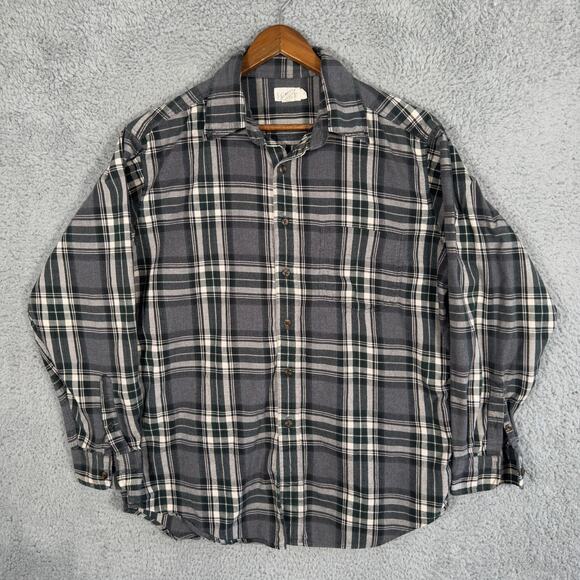 Men's Large Vintage J Crew Plaid Gray Flannel Shirt Button Down - Picture 1 of 8